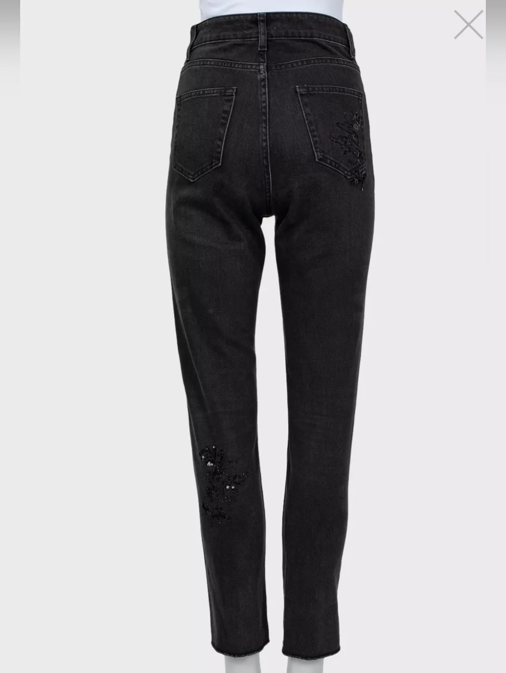 Sandro Paris Black Denim Jeans with Branded Button And  sequins Size36 - Picture 2 of 8